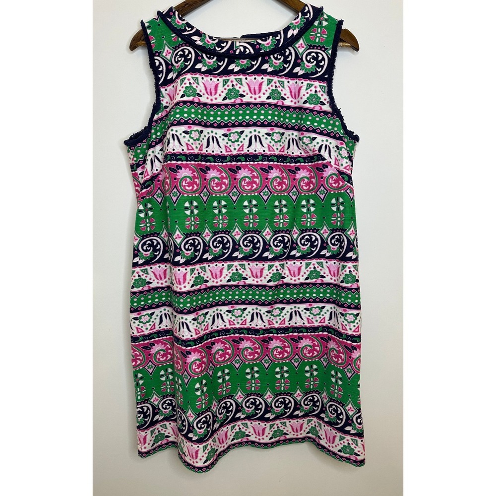 Talbots Fringed Sheath Dress Sleeveless Colorful Printed Plus Size 16P 16 Petite - Picture 3 of 16